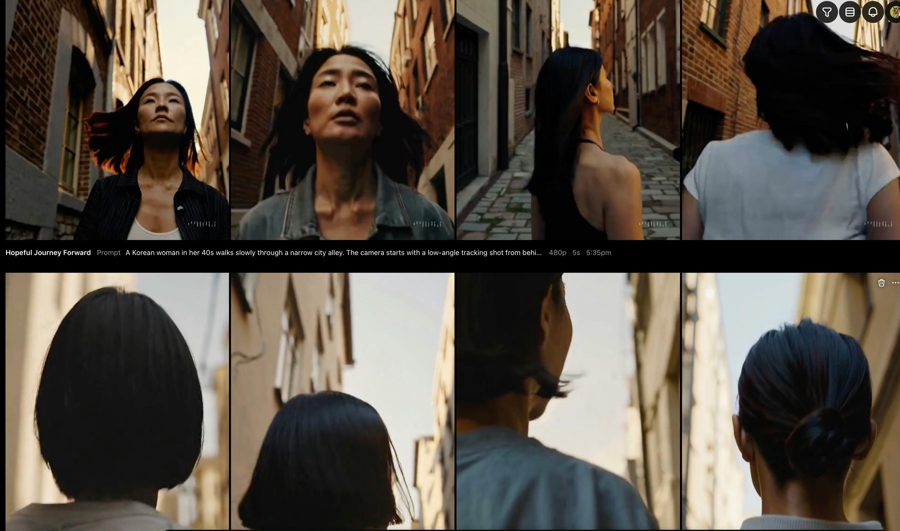 길을 걷는 여자가 보여주는 비디오의 스크린 샷