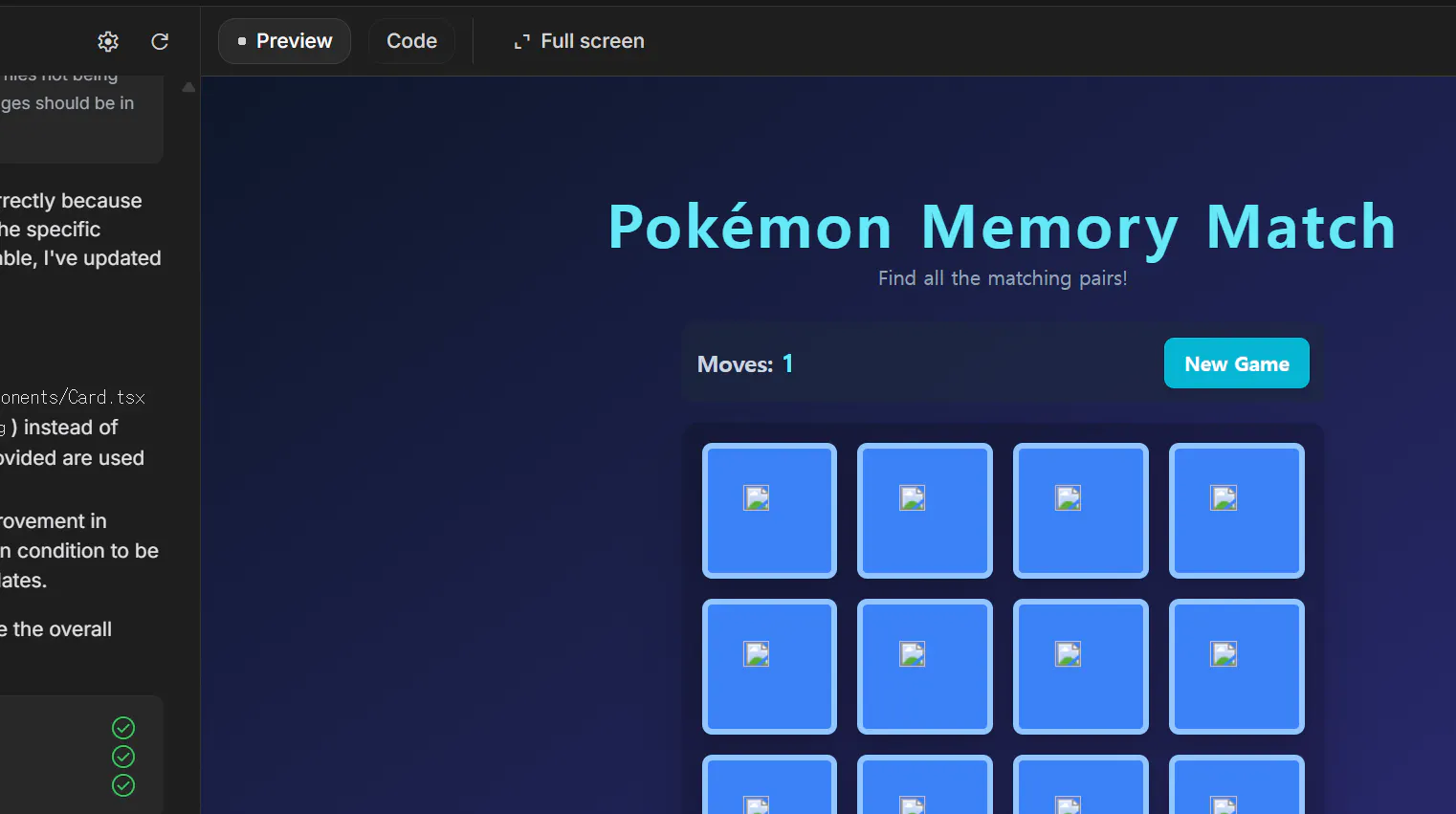 포켓몬 메모리 매치 스크린 샷