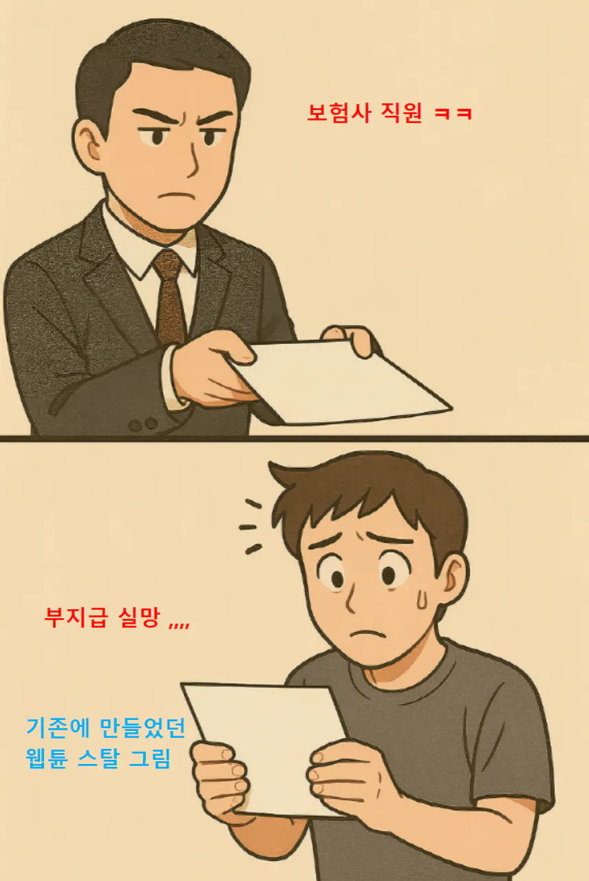 종이 한 장을 들고 있는 남자의 한국 만화