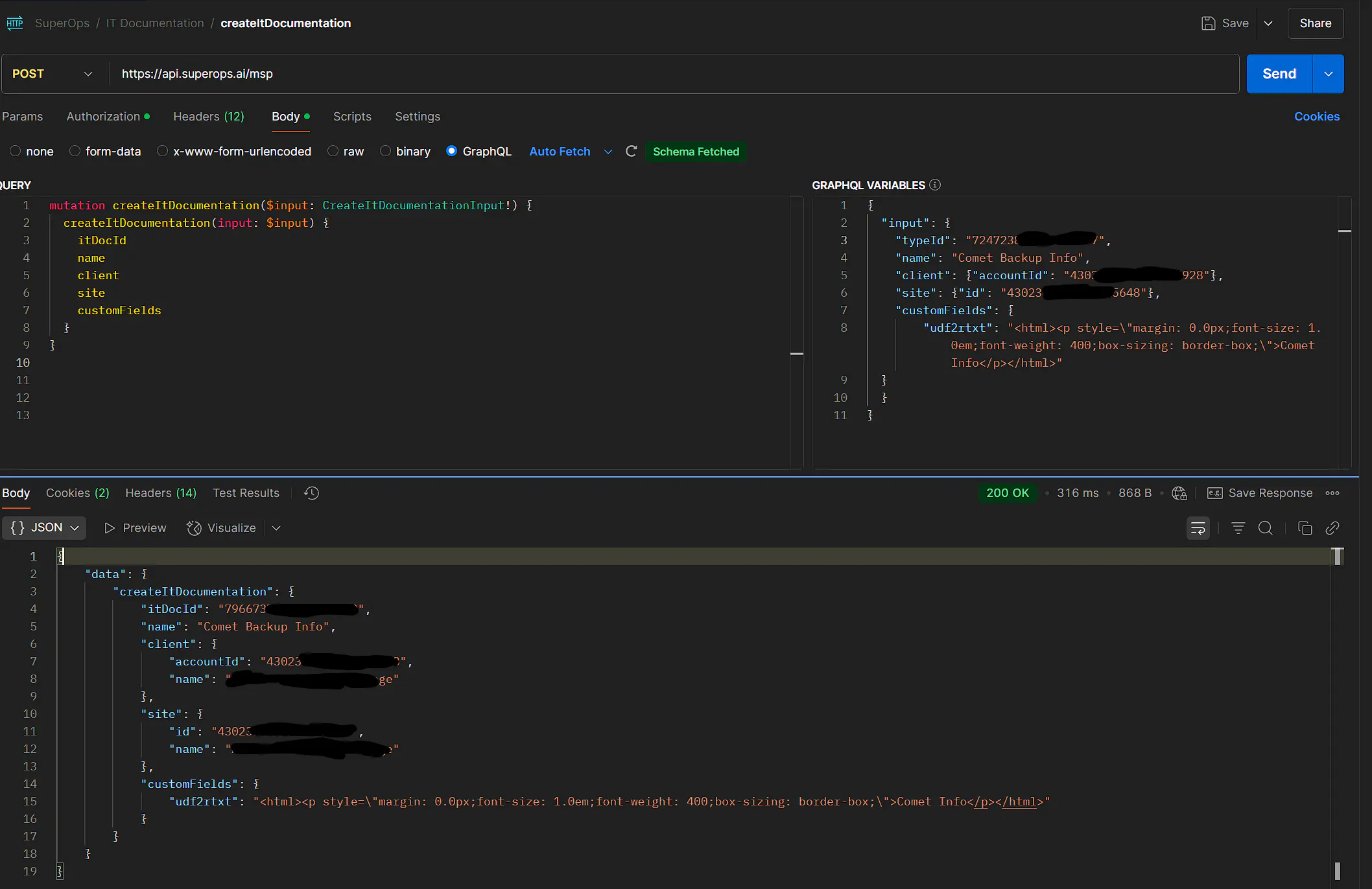 Creating Documentation via the API