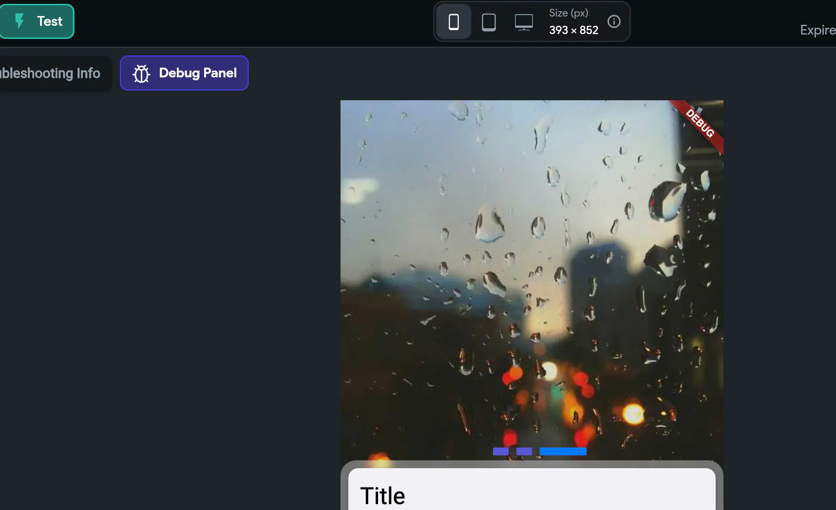 debug mode with mobile frame