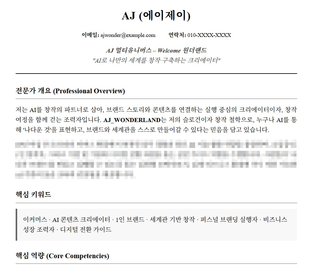 한국의 이력서 템플릿