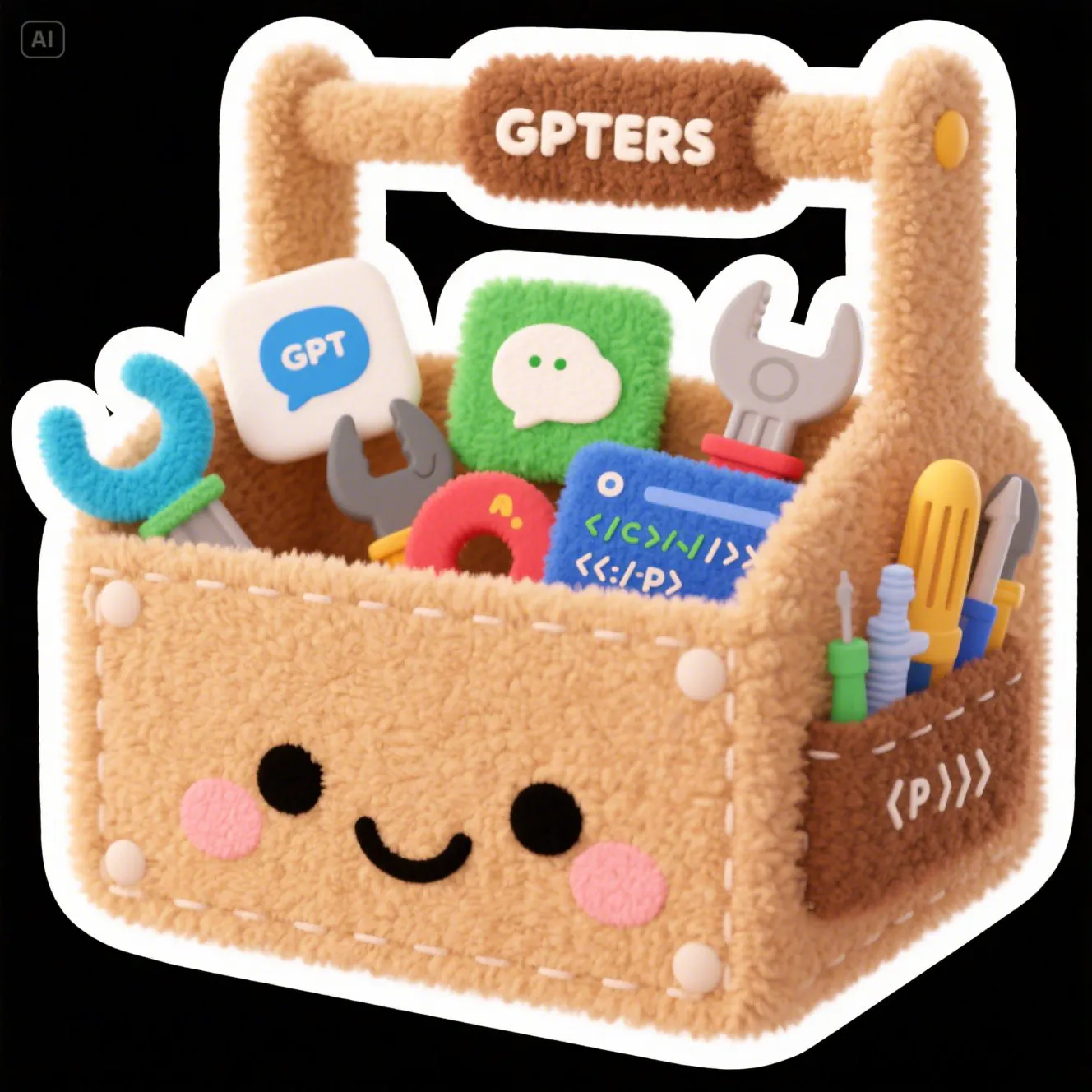 상자에 도구가있는 테디 베어