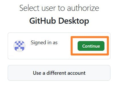 GitHub 데스크탑을 승인하려면 사용자를 선택하십시오