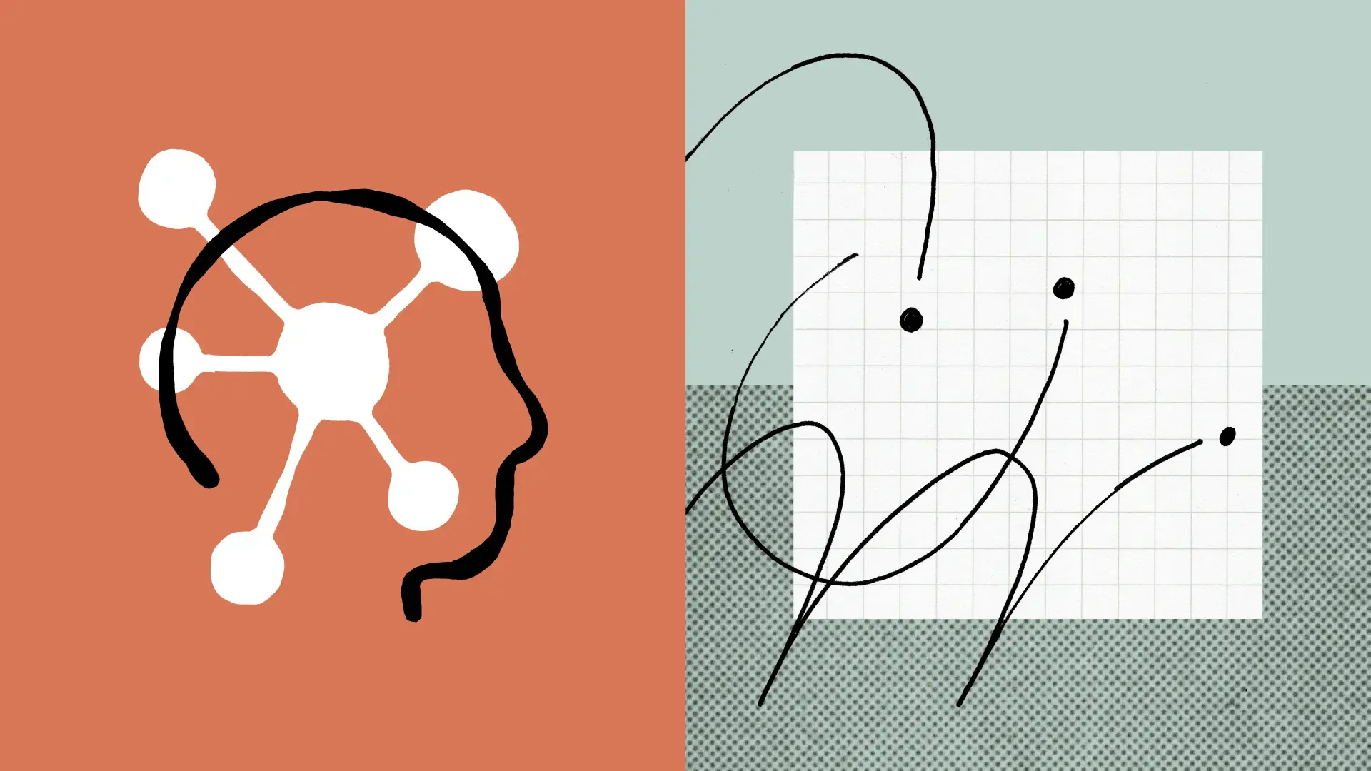 종이 위에 머리와 연필이 있는 그림