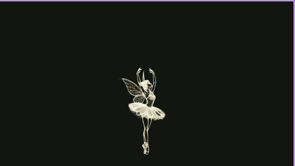 검은 배경에 흰색 발레리나