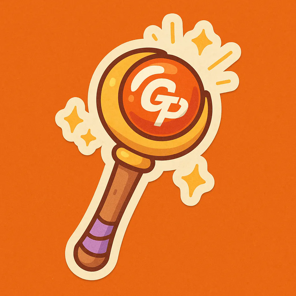 주황색 배경에 마법 지팡이 스티커