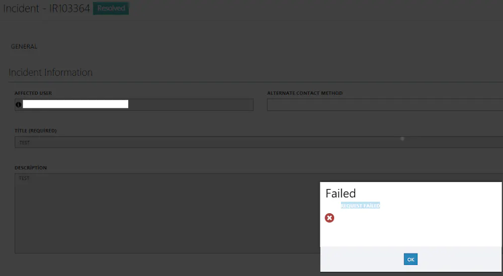 Request Failed error wher