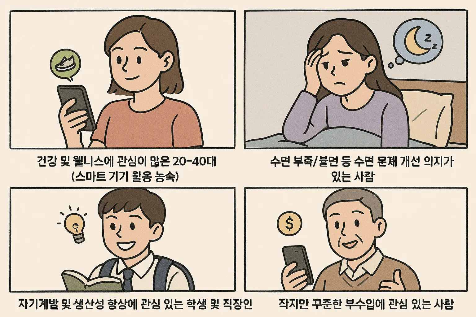 휴대 전화 사용 방법에 대한 한국 만화