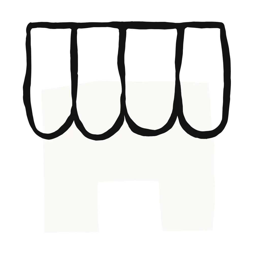 지붕이 있는 건물의 흑백 그림