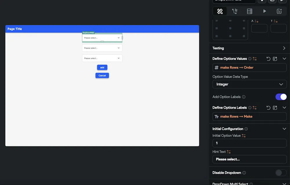Not able to add dropdown menu data into supabase insert row call.