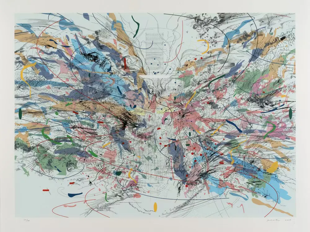 Entropia (review), 2004
Silkscreen and lithograph on Arches 88
Sheet: 33 1/4 × 43 1/2 in. Frame: 37 1/2 x 48 in.
Studio Museum in Harlem; Museum purchase with funds provided by the Acquisition Committee
2004.6.15