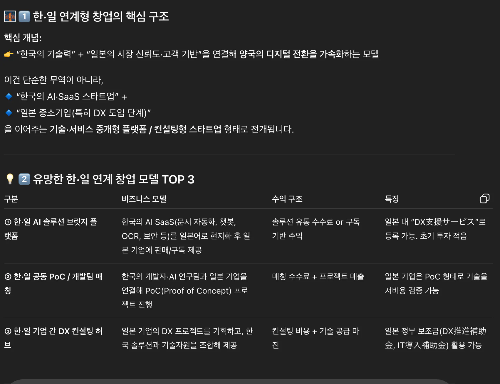 한국 상위 3위 목록의 스크린샷