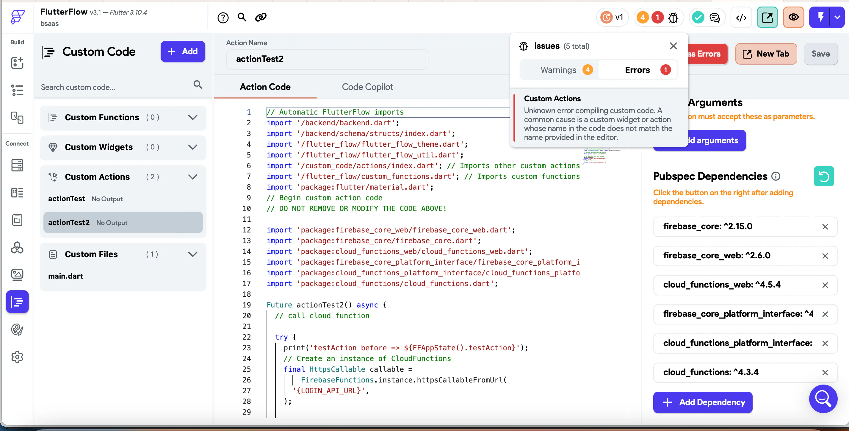 Calling Cloud Function from Custom Actions