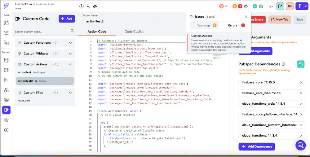 Calling Cloud Function from Custom Actions