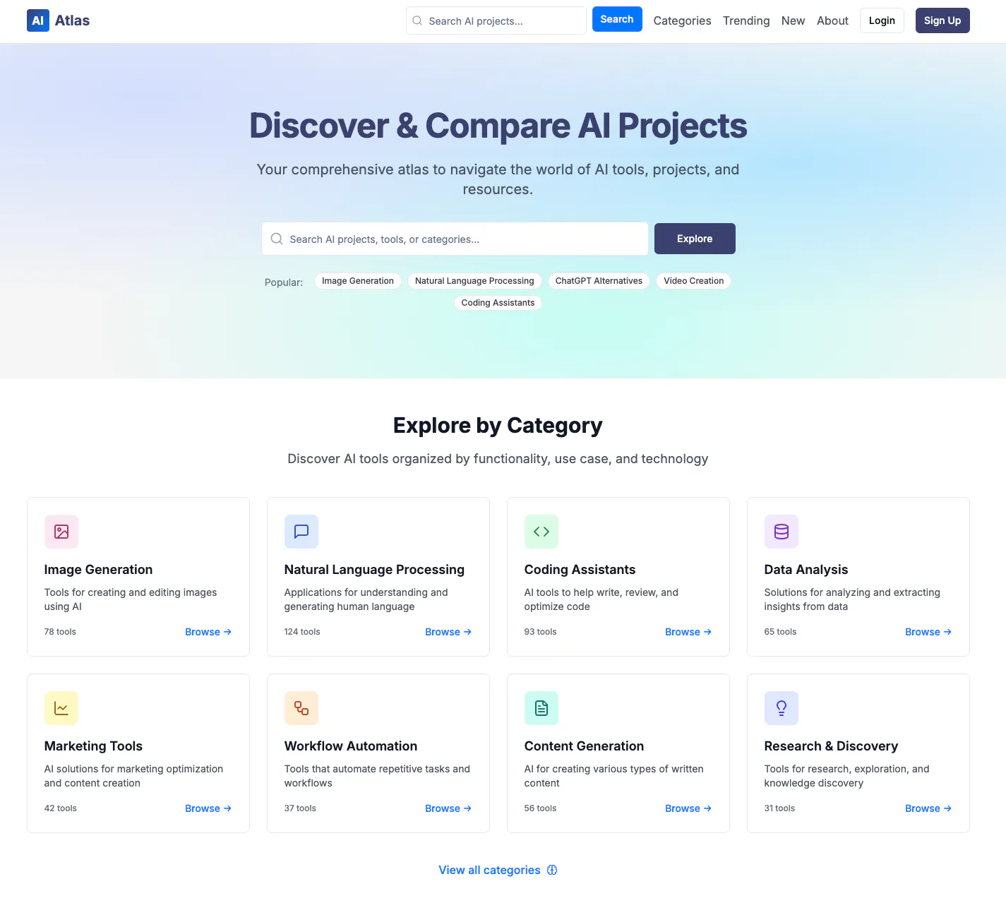 AI Company 웹 사이트의 홈페이지