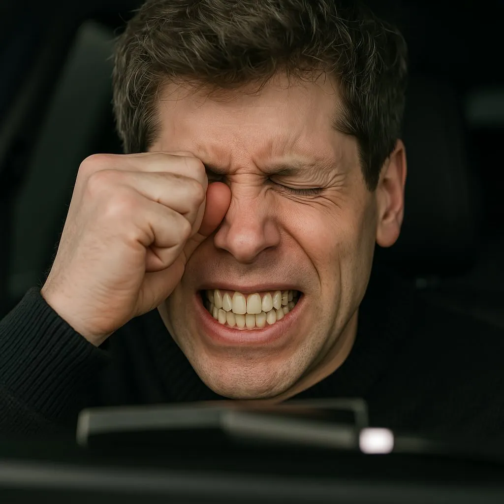 눈을 감고 차에있는 남자