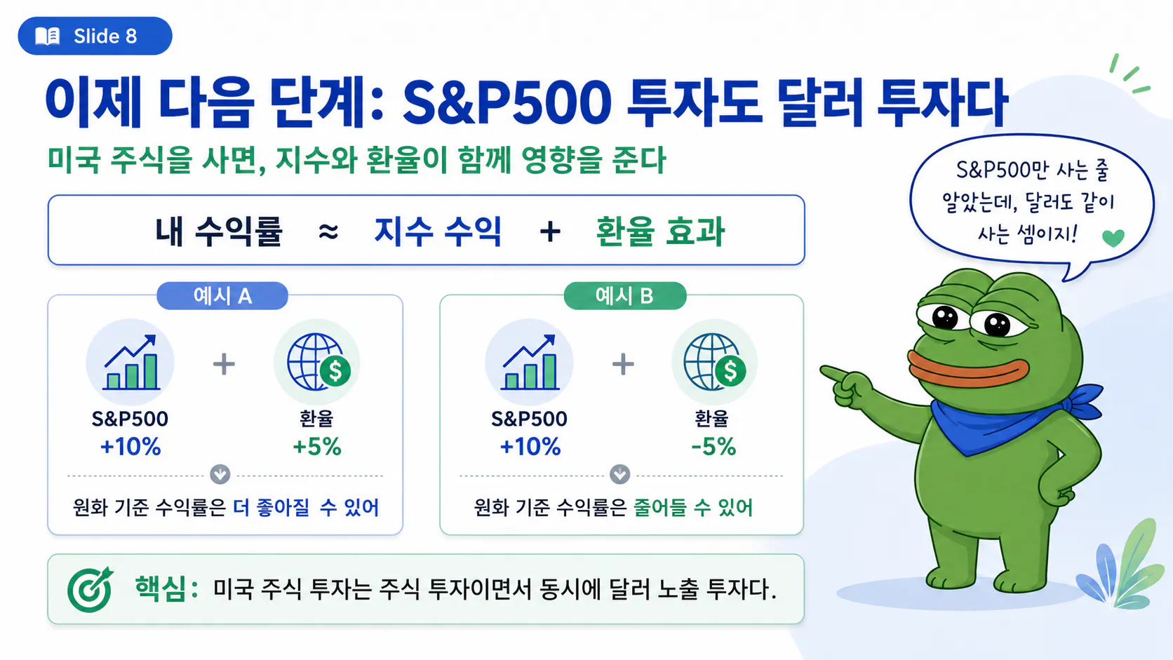녹색 개구리가 수액 500이라는 표지판을 들고 있습니다.