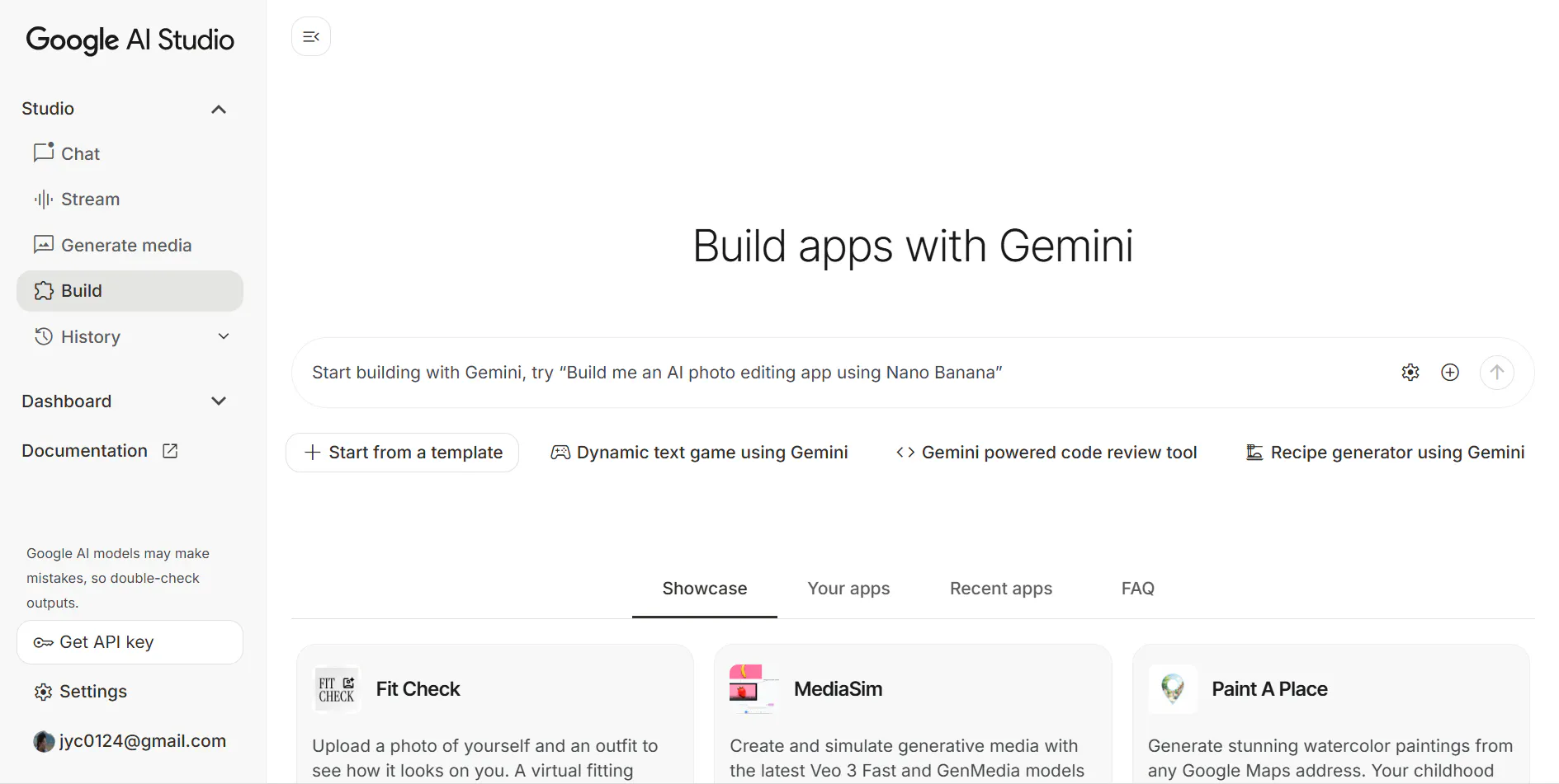 Gemini로 앱을 구축하십  시오