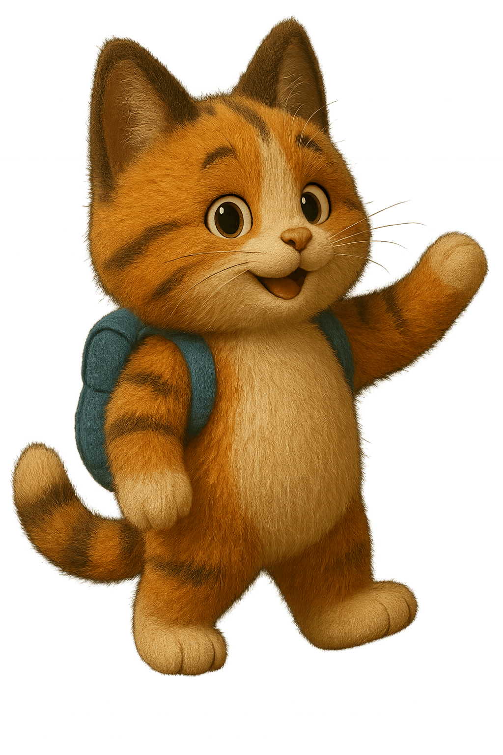 배낭 흔들림이있는 만화 고양이