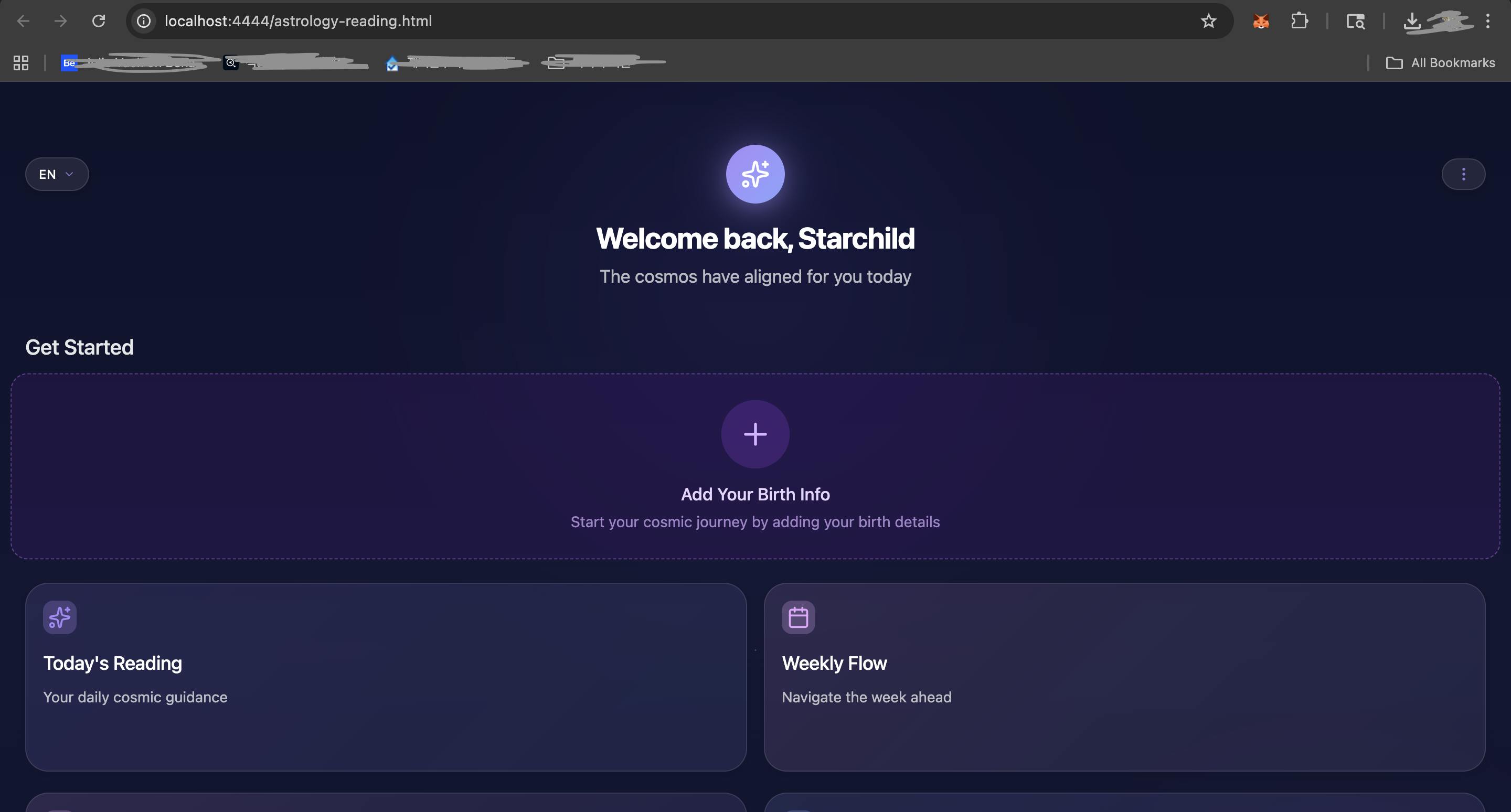 보라색 배경의 웹페이지 스크린샷