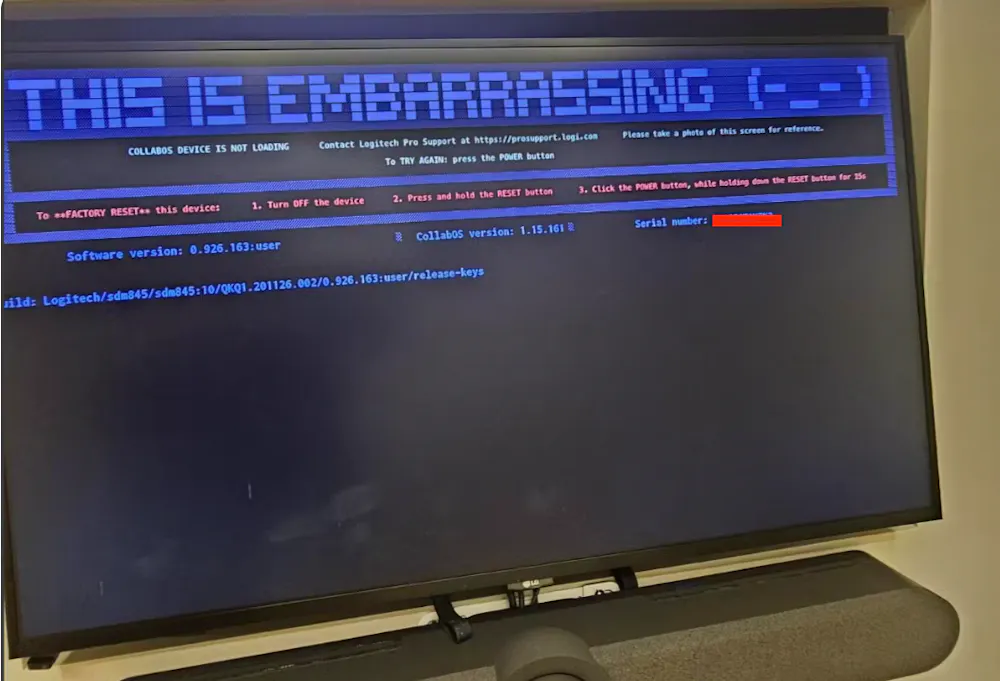 Change request for CollabOS Firmware Error Screen