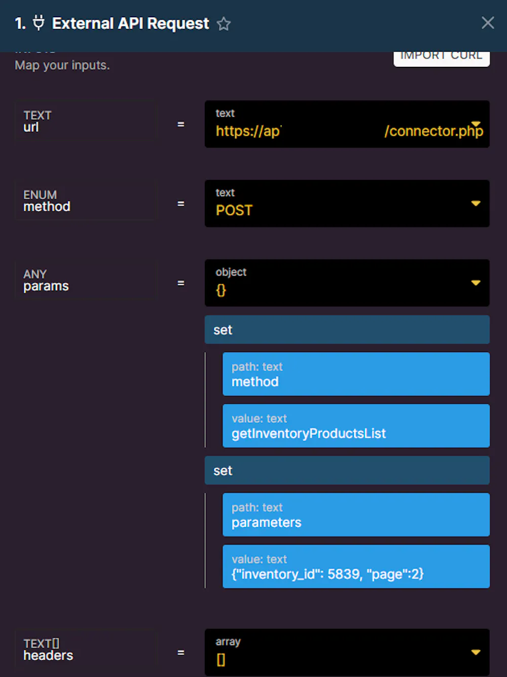 Problem with creating proper external API request