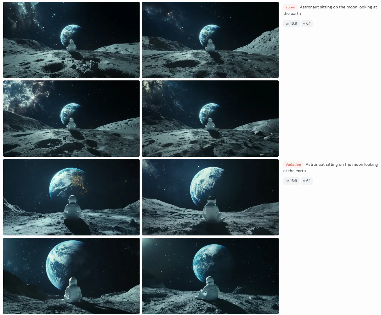 지구와 달을 보여주는 일련의 이미지