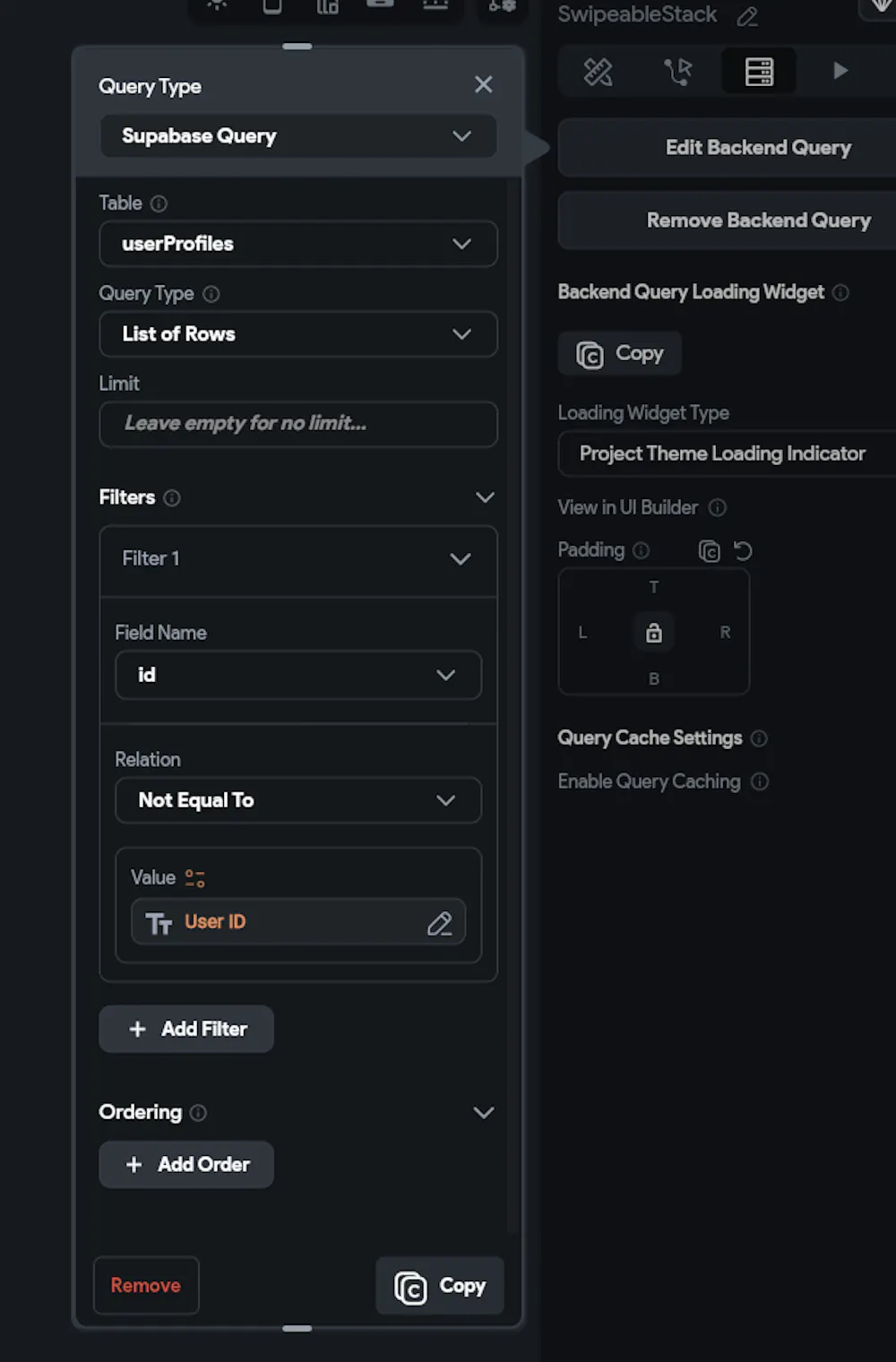 Retrieve UUID of user on current card in Swipeable stack