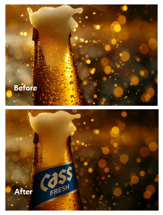 빛이 빛나는 맥주 병 사진