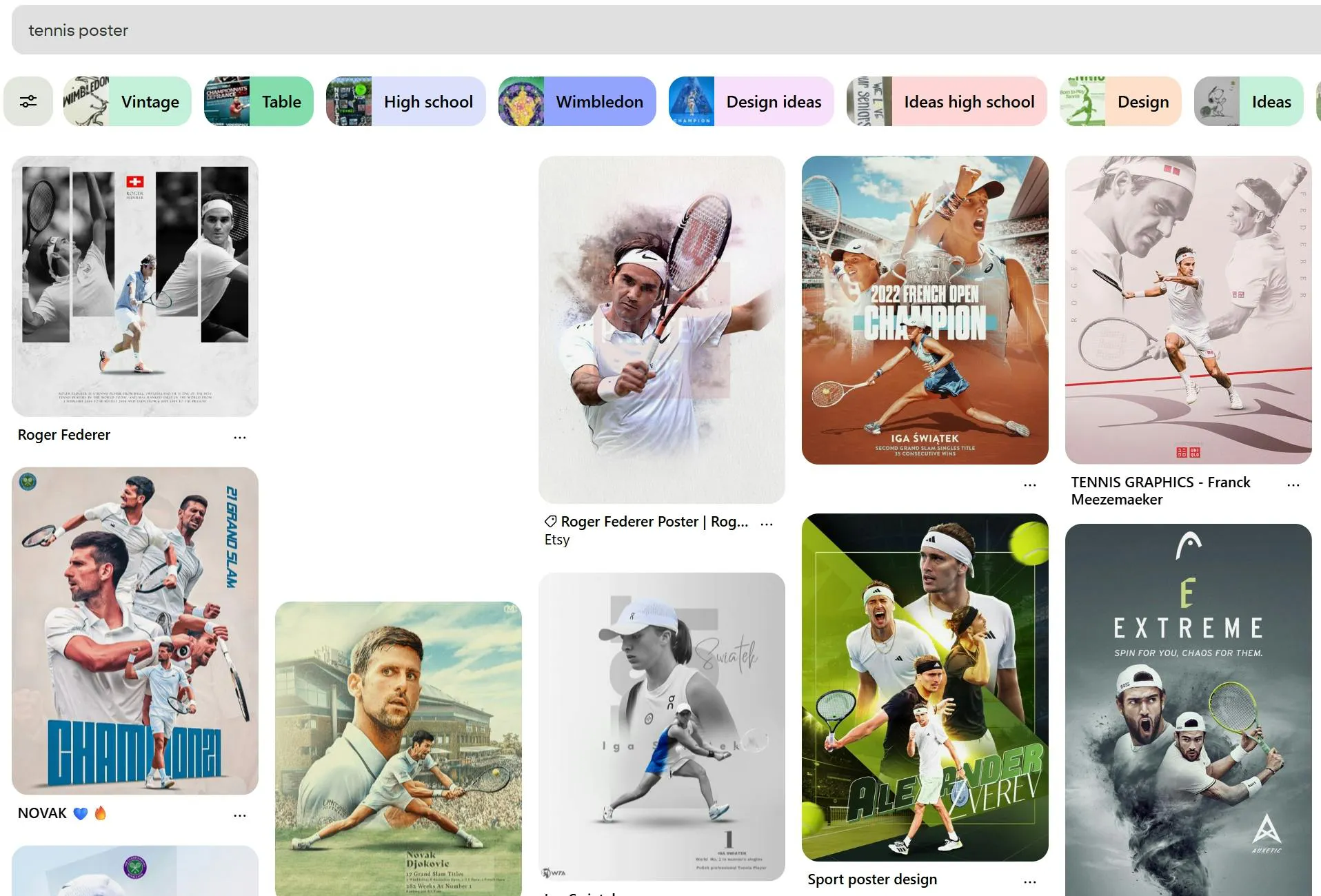 테니스 플레이어 웹 사이트의 스크린 샷