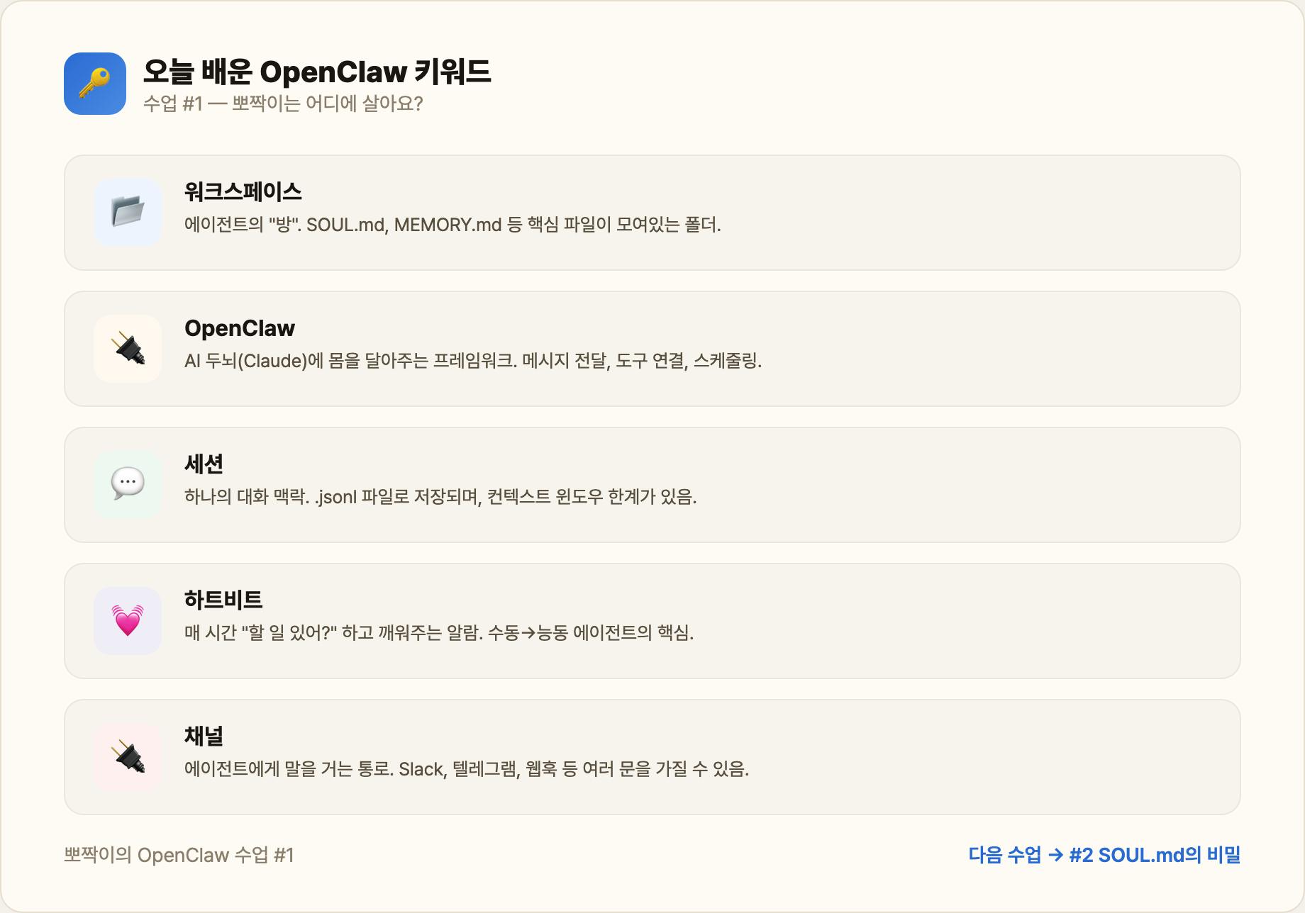 오늘 배운 OpenClaw 키워드