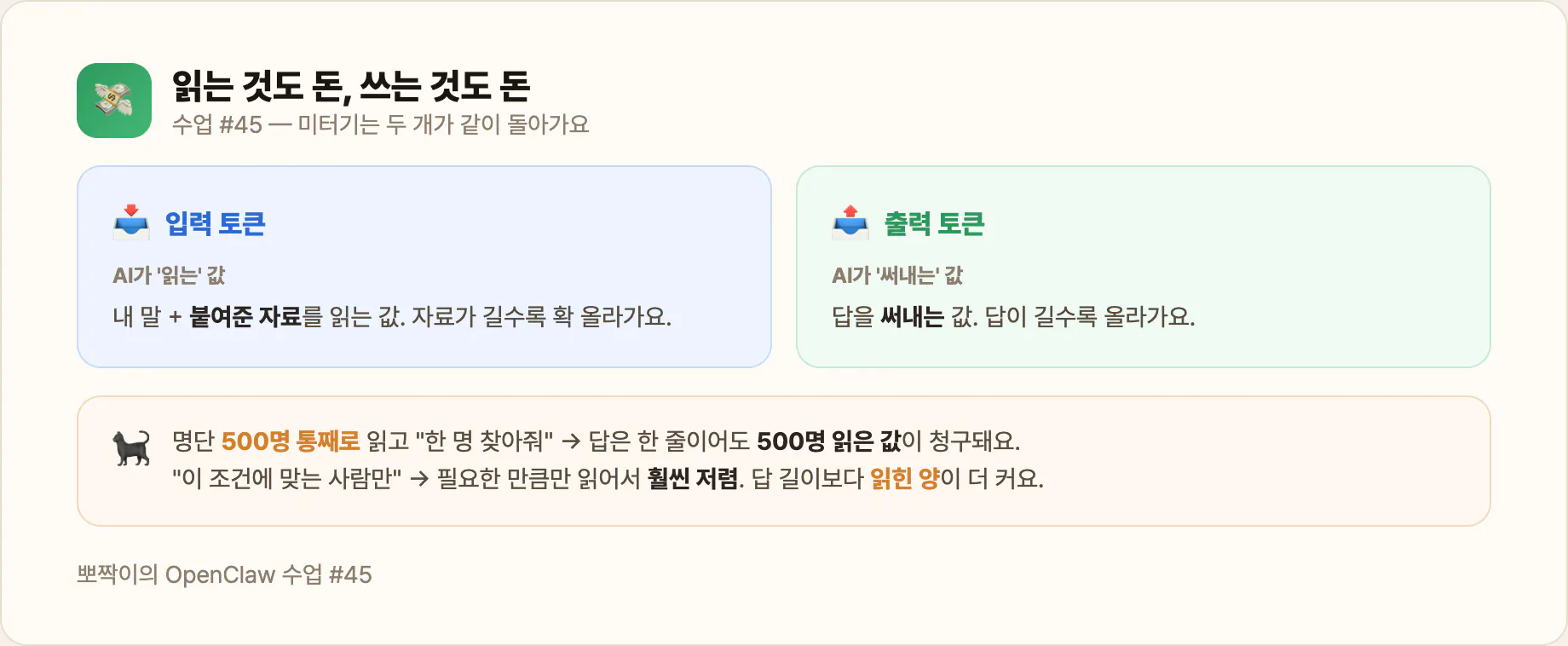 읽는 것도 돈, 쓰는 것도 돈 — 입력 토큰과 출력 토큰