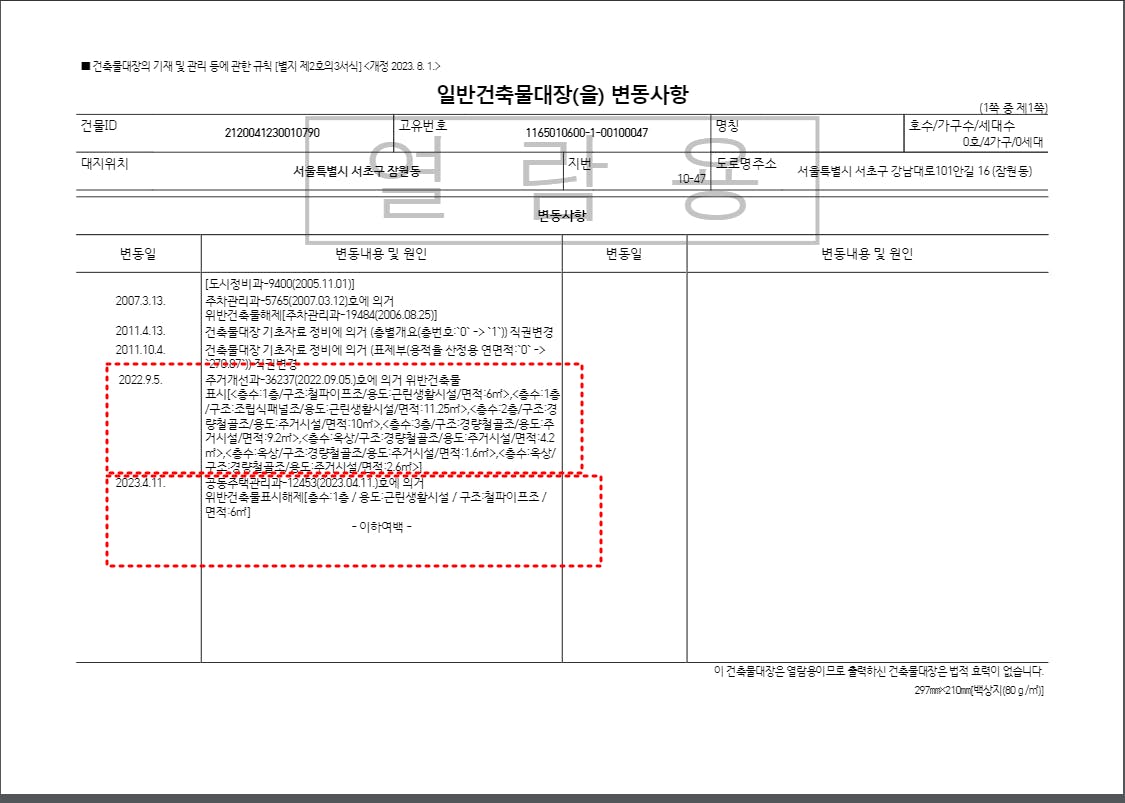 빨간색 원이 있는 문서