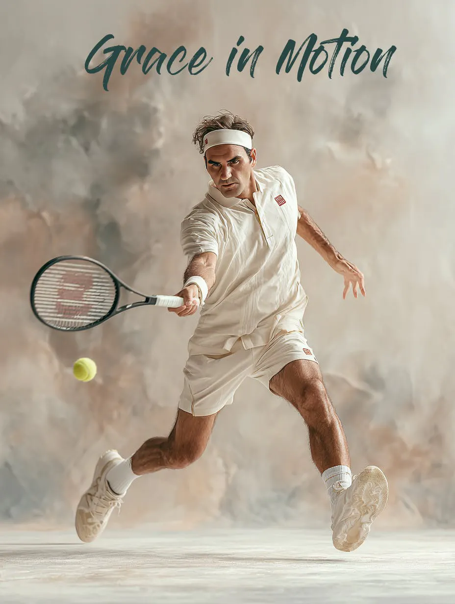 그레이스 그레이스로 공을 때리는 테니스 선수