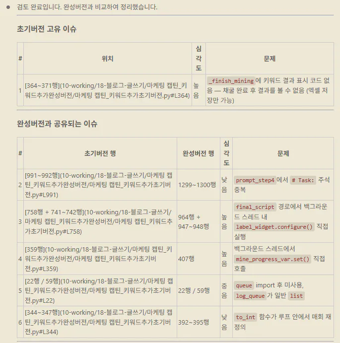 종이에 적힌 한국어 단어 목록
