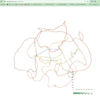 선이 그려진 지도의 스크린샷