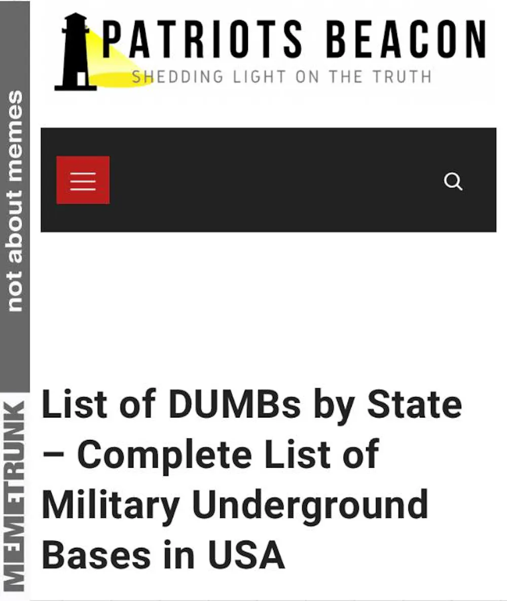 List of DUMBs by State – Complete List of Military Underground Bases in USA