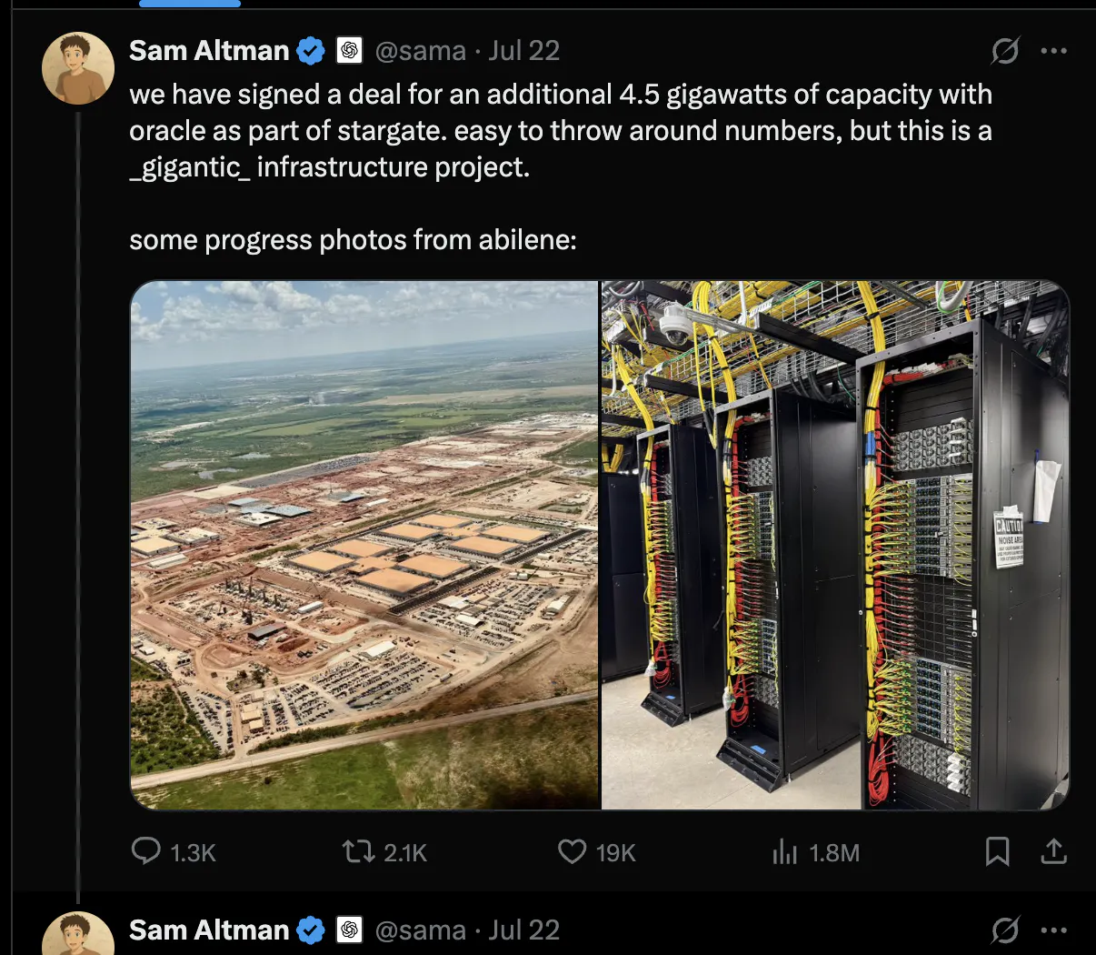 Sam Alfred는 큰 농장의 사진을 트윗합니다