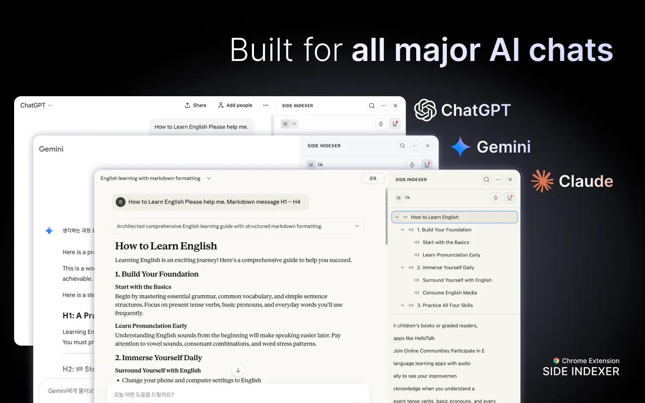 모든 주요 AI 채팅을 위해 제작됨