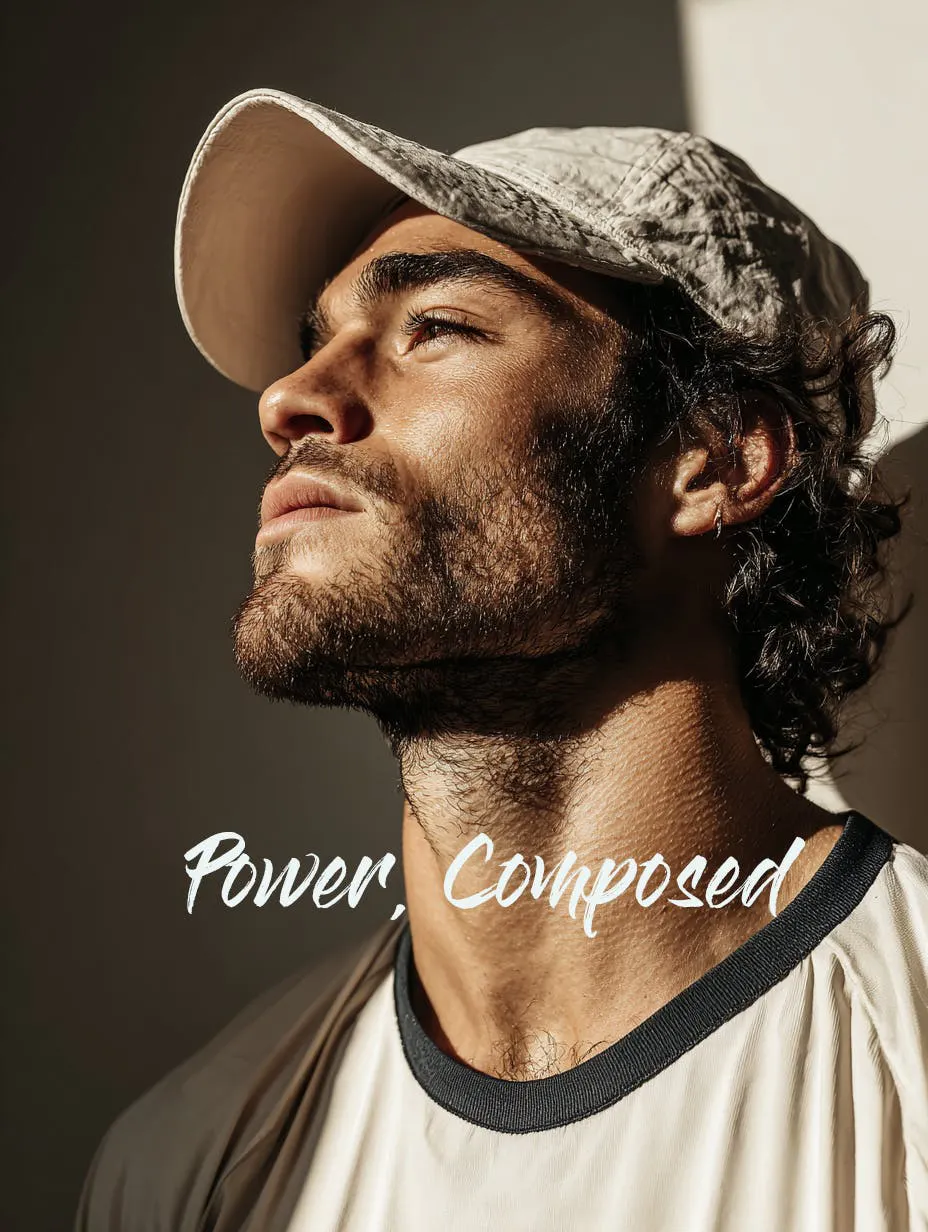 힘을 가진 모자에있는 남자