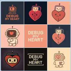 T- 단어가있는 셔츠 세트 내 마음을 디버그