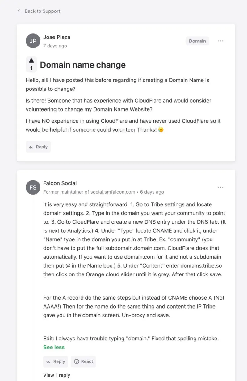 customer-to-customer support