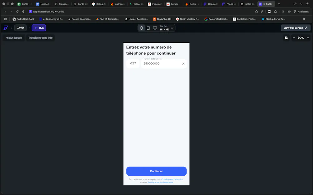 phone auth not working in run mode