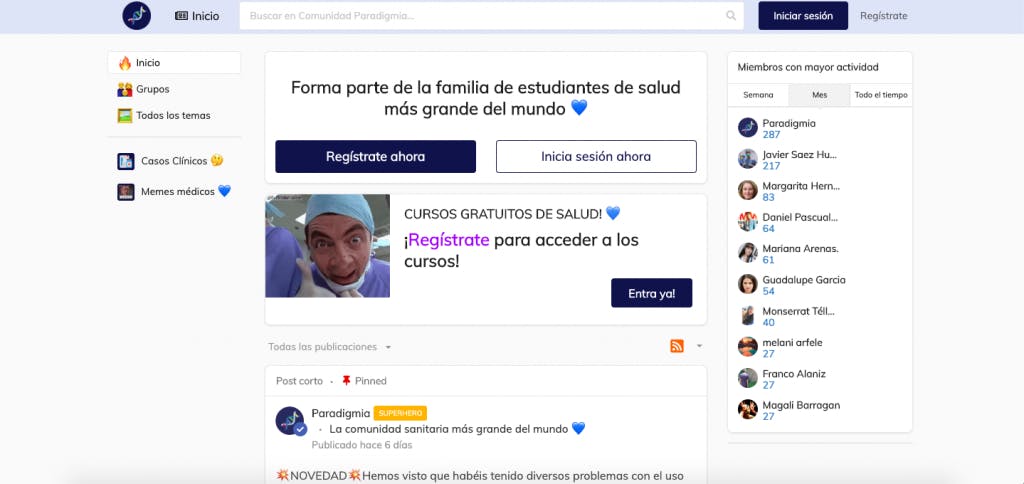 Example of community for healthcare students