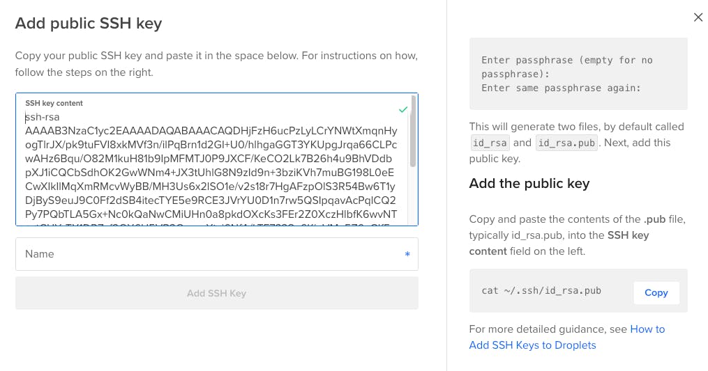 ADD SSL 키 페이지의 스크린 샷