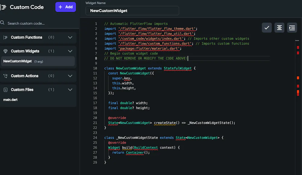 Getting errors while creating custom widget