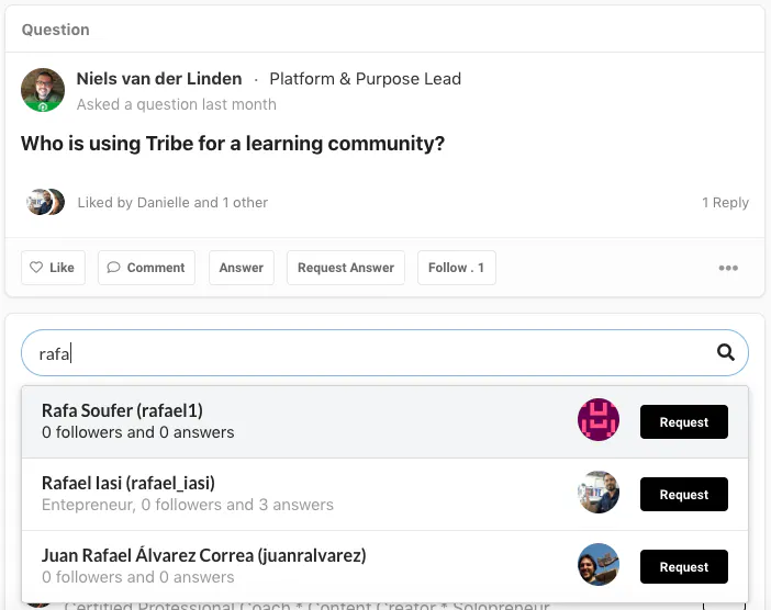 Request answer for questions