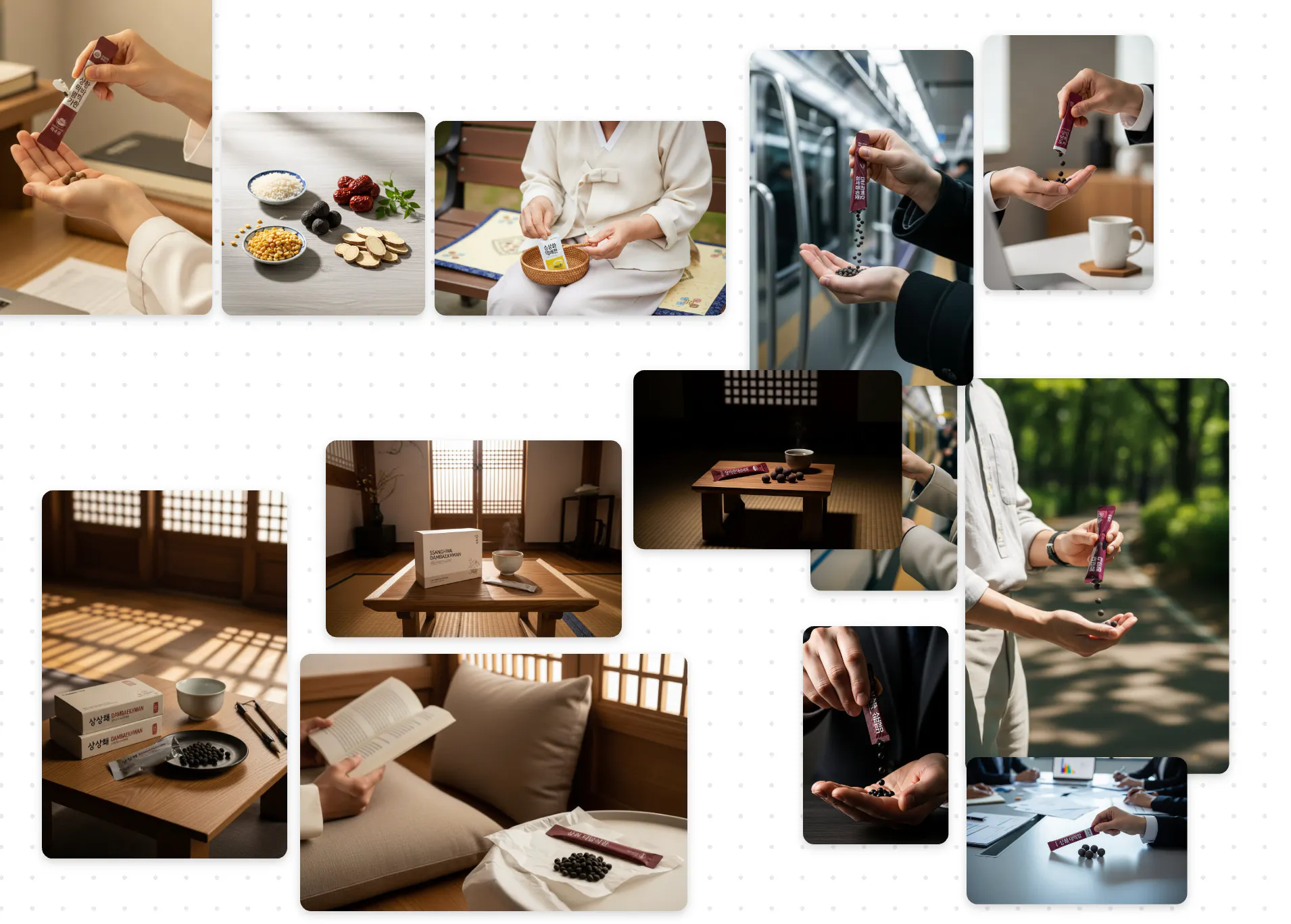 일본 환경에 있는 사람들을 보여주는 이미지 콜라주