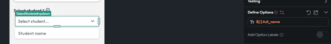 Defining options of a dropdown list via API no longer working